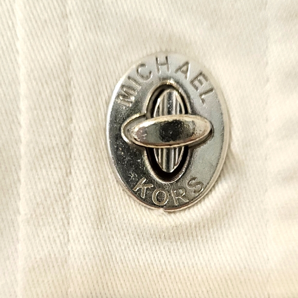 Michael Kors Womens Cropped Cotton Stretch Denim Jacket Turn Clasps White L - Picture 7 of 12